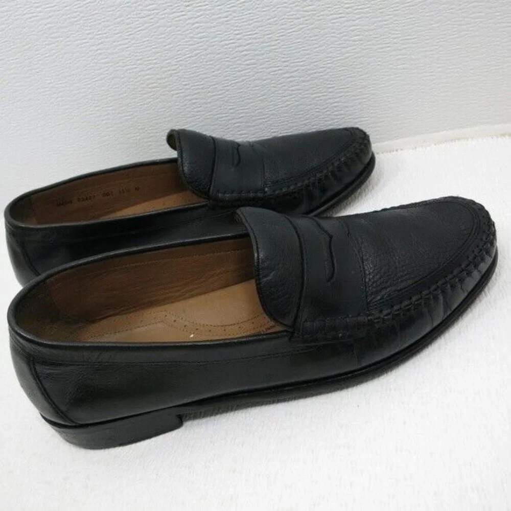 Brass Boot Strap Leather Casual Comfort Dress Penny Moccasins Shoes Men's 11.5 M